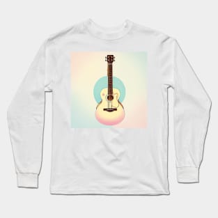 Beautiful Pastel Colors Acoustic Classical Guitar Drawing Long Sleeve T-Shirt